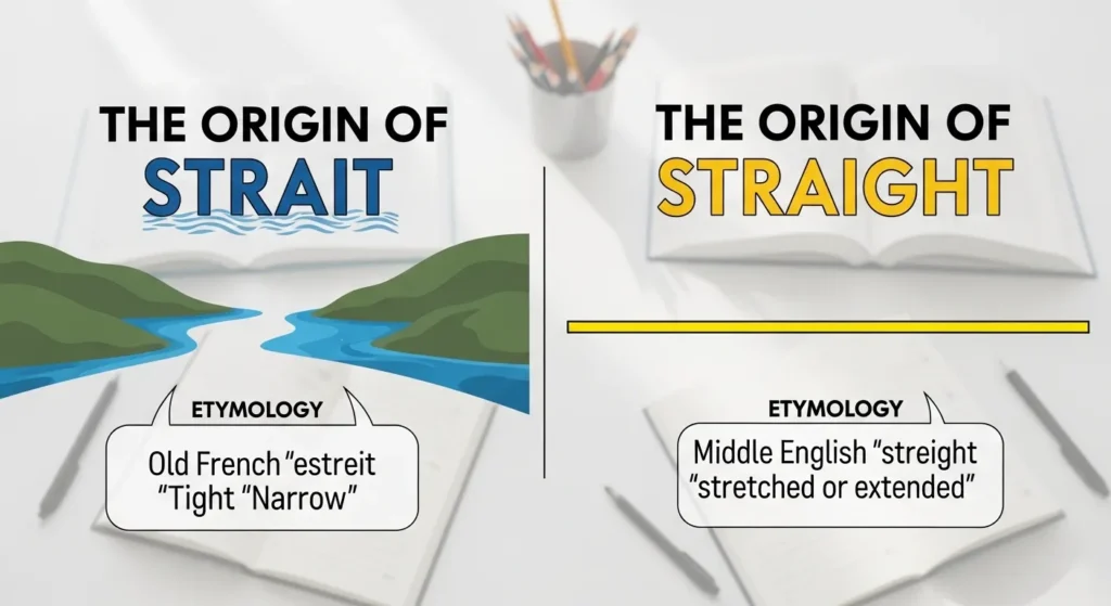 The Origin of Strait and Straight